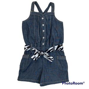 NEW w/tags Gymboree Blue Jean Chambray Romper Sz 6 Zebra print sash belt